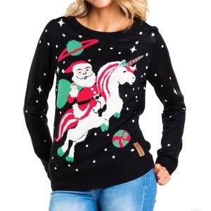 NWT Tipsy Elves WOMEN'S SANTA UNICORN UGLY CHRISTMAS SWEATER in size S